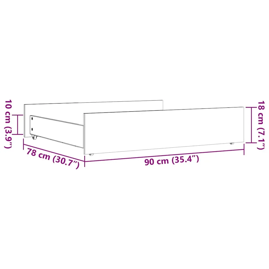 Tiroirs de lit 2 pcs cire marron bois de pin massif - 9