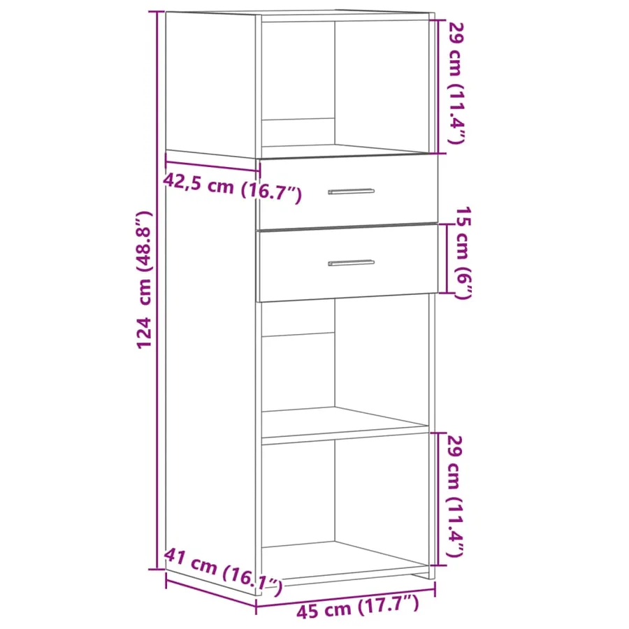 Buffet haut sonoma gris 45x42,5x124 cm bois d'ingénierie - 10