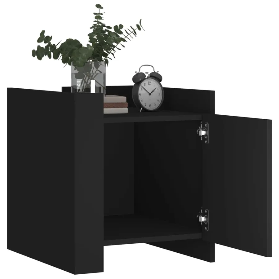 Table de chevet noir 45x50x50 cm bois d’ingénierie - 3