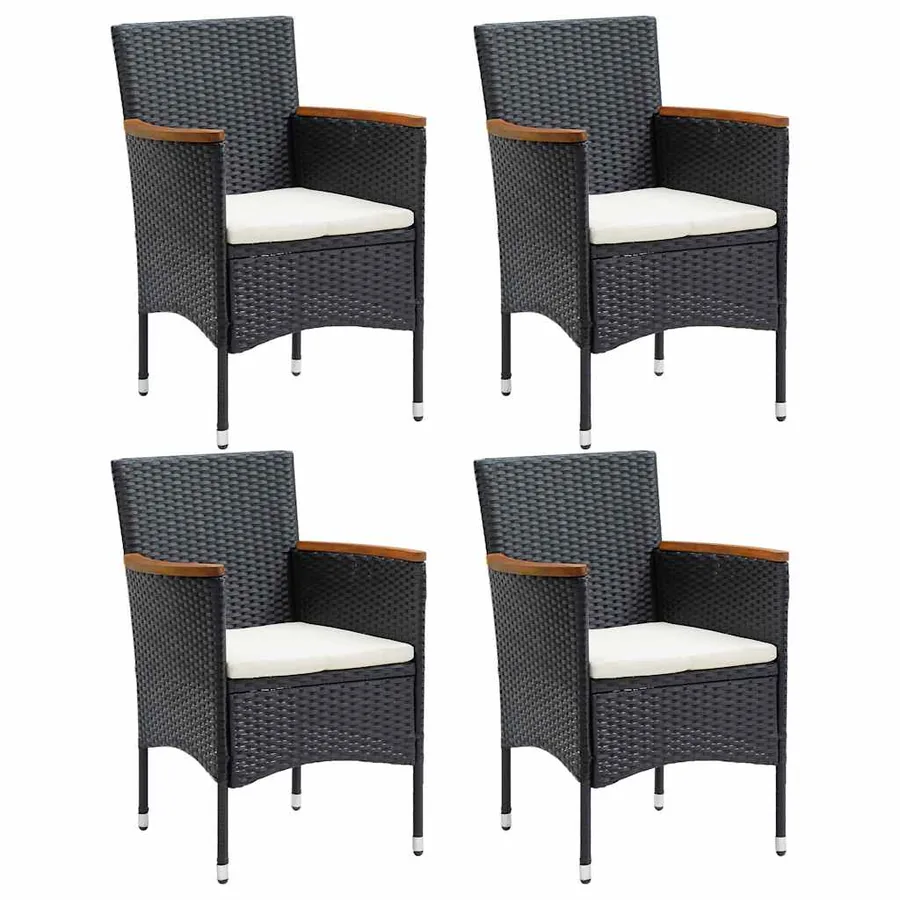 Garden dining chairs set of 4 Poly rattan Black