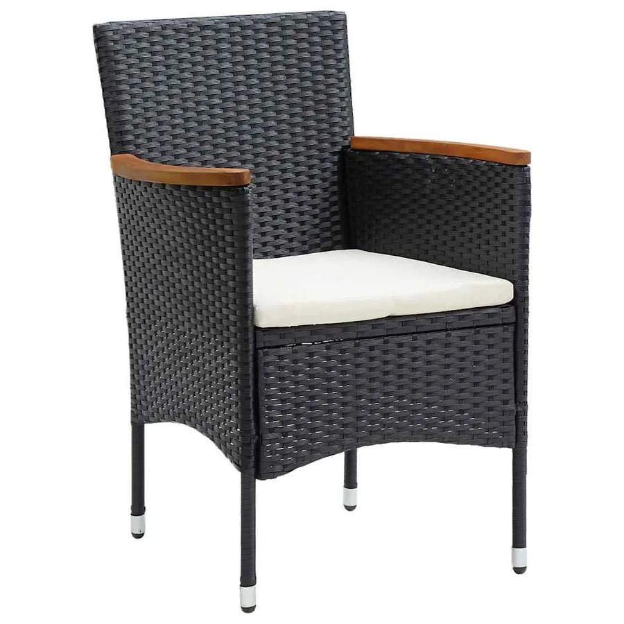 Chaises à manger de jardin lot de 4 Résine tressée Noir - 2
