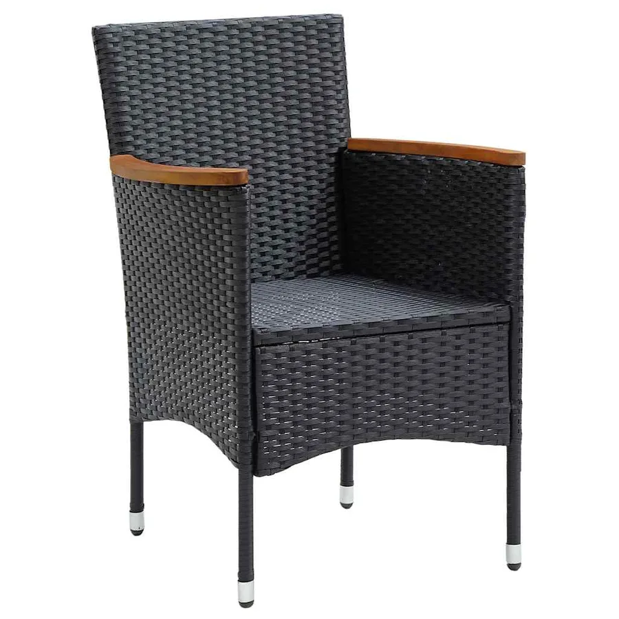 Chaises à manger de jardin lot de 4 Résine tressée Noir - 3