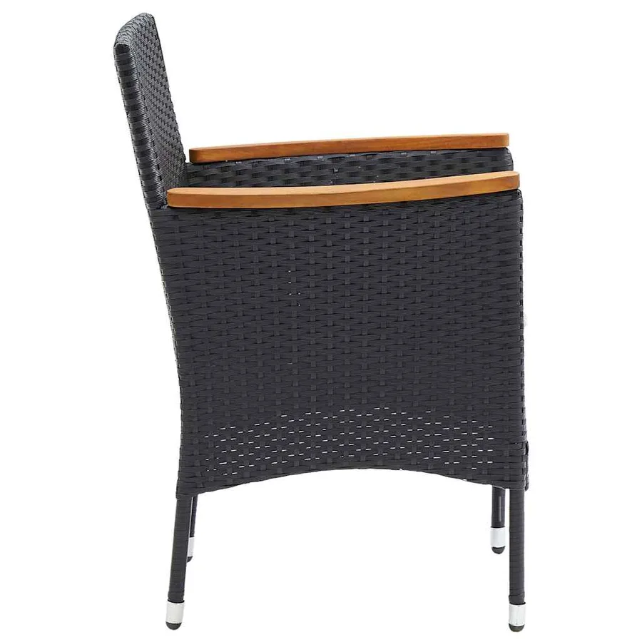 Chaises à manger de jardin lot de 4 Résine tressée Noir - 5