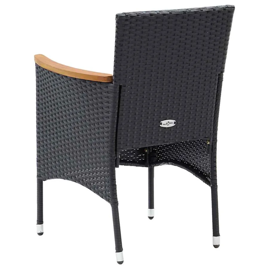 Chaises à manger de jardin lot de 4 Résine tressée Noir - 6