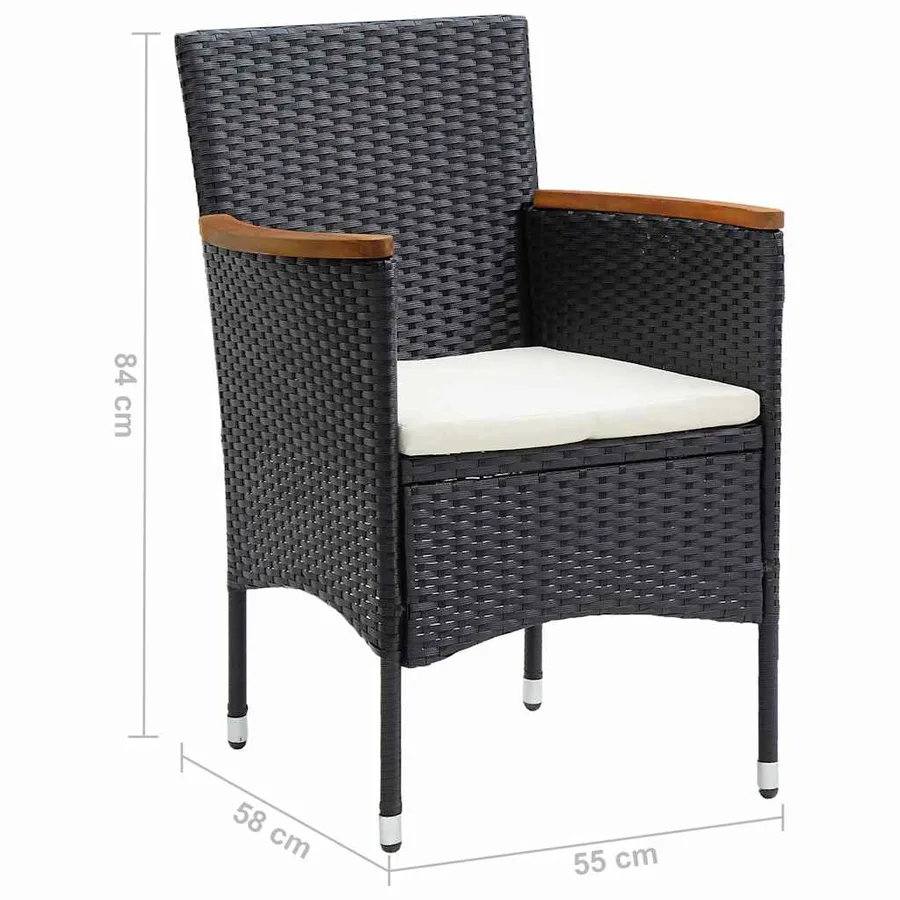Chaises à manger de jardin lot de 4 Résine tressée Noir - 8
