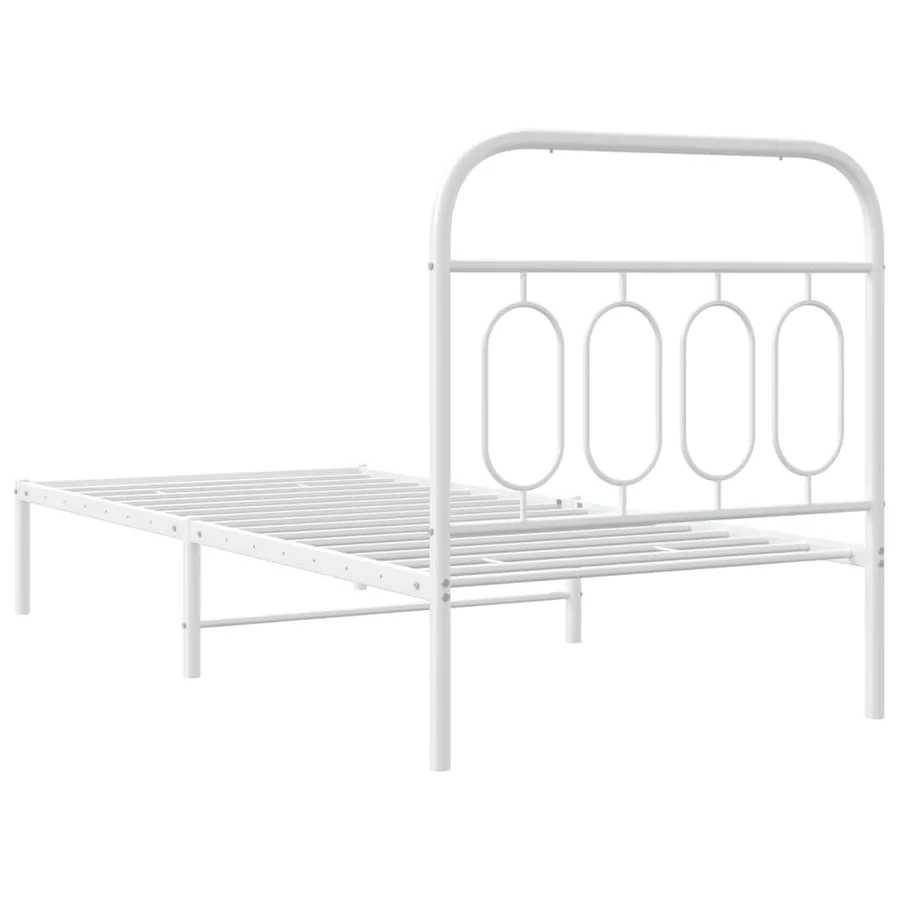 Cadre de lit métal sans matelas avec tête de lit blanc 90x190cm - 6