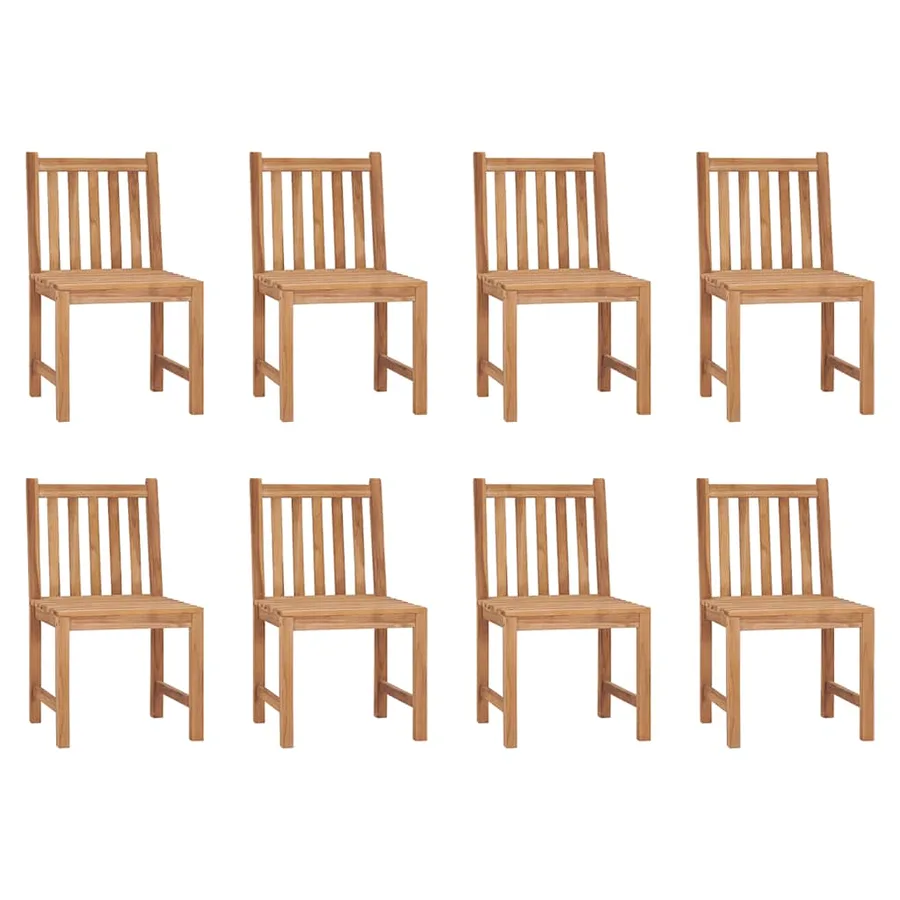 Chaises de jardin lot de 8 avec coussins Bois de teck massif - 2
