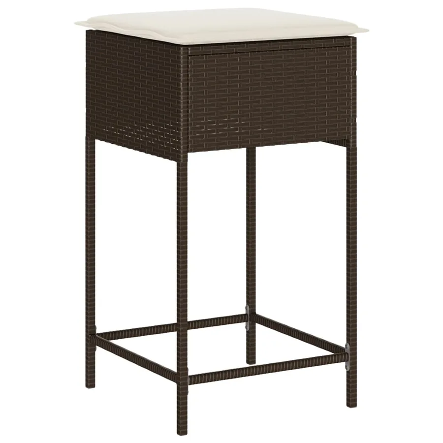 Tabourets de bar jardin coussins lot de 2 marron résine tressée - 4