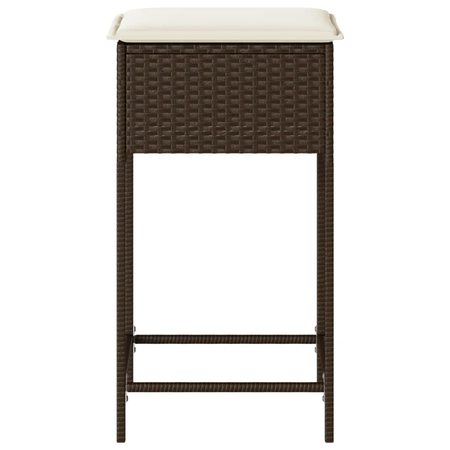 Tabourets de bar jardin coussins lot de 2 marron résine tressée - 5