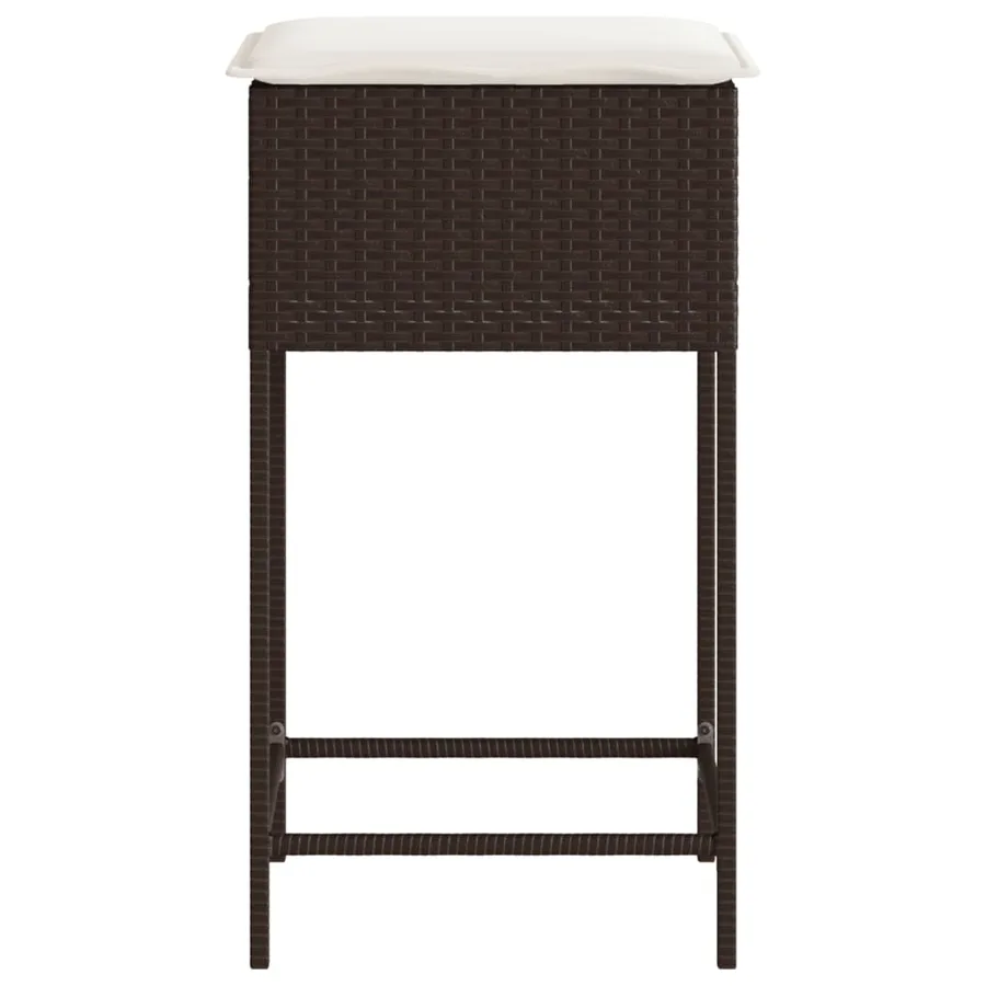 Tabourets de bar jardin coussins lot de 2 marron résine tressée - 6