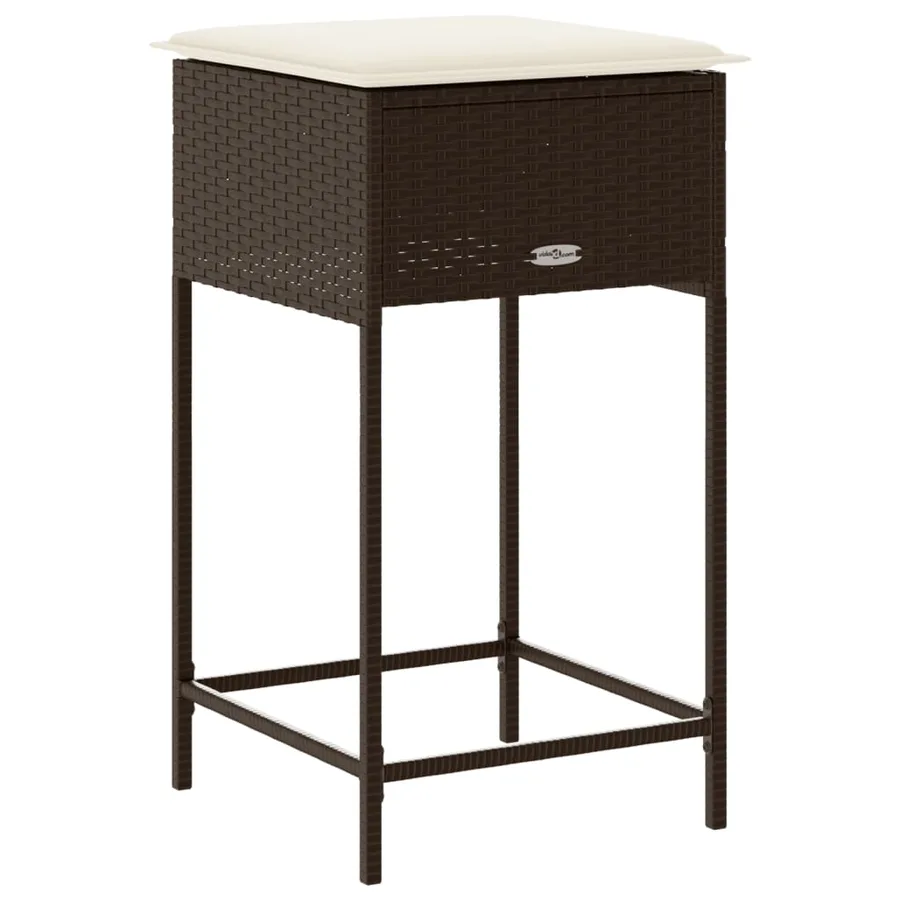 Tabourets de bar jardin coussins lot de 2 marron résine tressée - 7