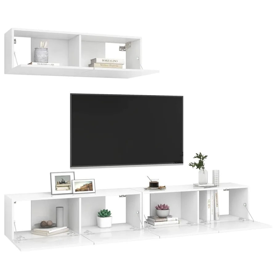 Meubles TV 3 pcs Blanc Bois d'ingénierie - 5