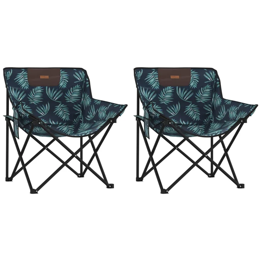 Chaise de camping avec poche pliable lot de 2 motif de feuille - 2