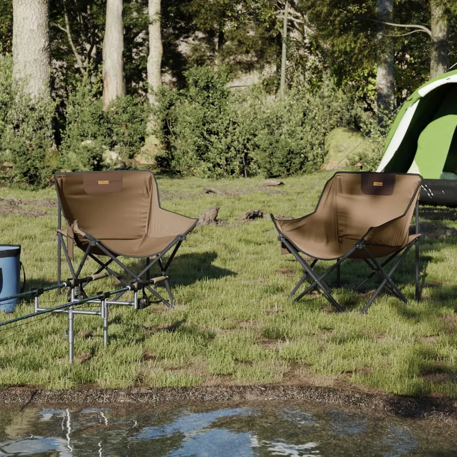 Chaise de camping avec poche pliable lot de 2 motif de feuille - 27