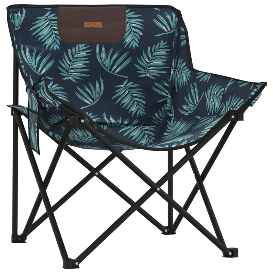Chaise de camping avec poche pliable lot de 2 motif de feuille - 4