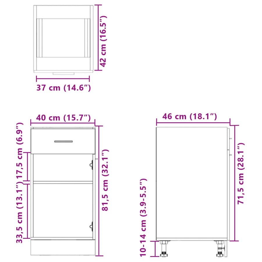 Armoire à tiroirs inférieure "Lyon" Chêne Sonoma 40 x 46 x 81,5 cm Bois d'ingénierie - 12