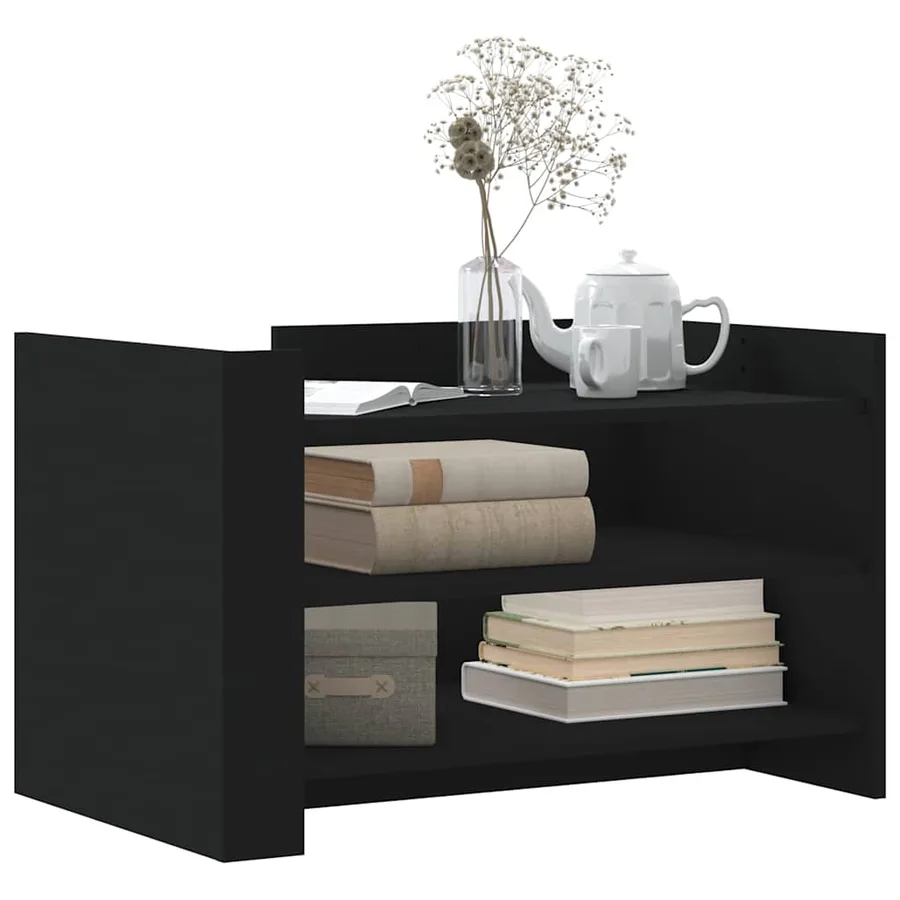 Table basse noir 80x50x50 cm bois d'ingénierie - 3