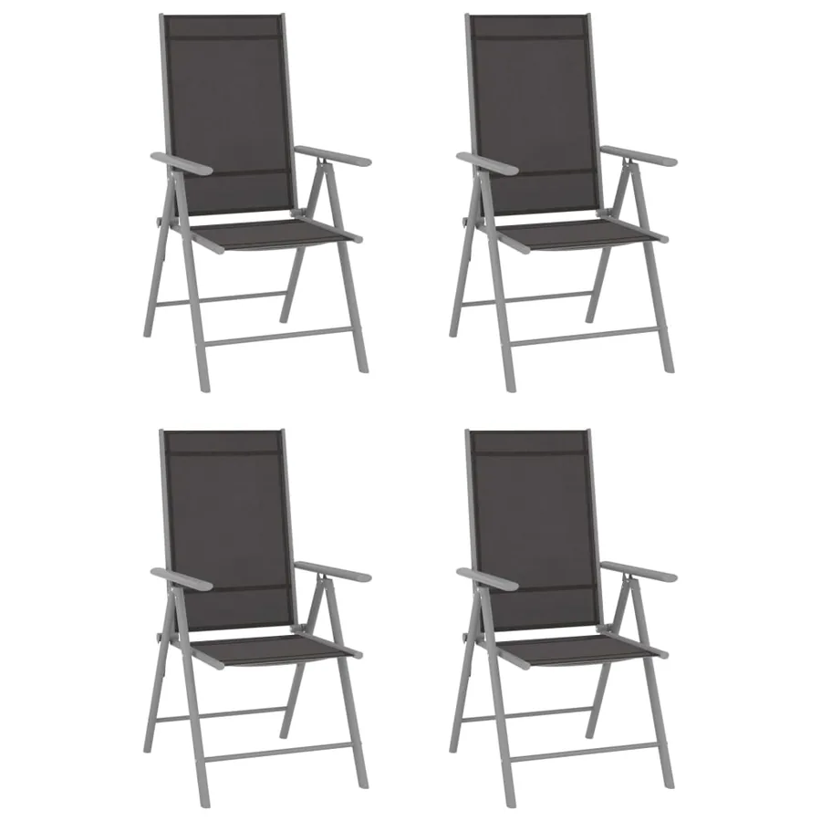 Chaises de jardin pliables lot de 4 Textilène Noir