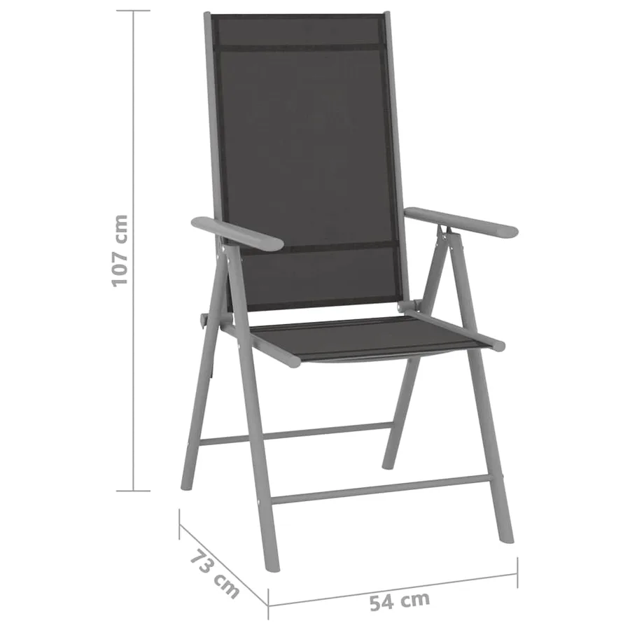 Chaises de jardin pliables lot de 4 Textilène Noir - 8