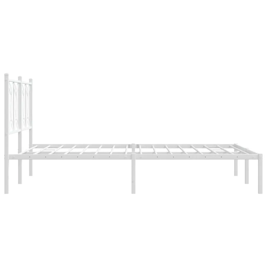 Cadre de lit métal sans matelas et tête de lit blanc 135x190 cm - 5
