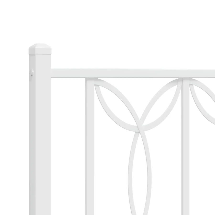 Cadre de lit métal sans matelas et tête de lit blanc 193x203 cm - 7