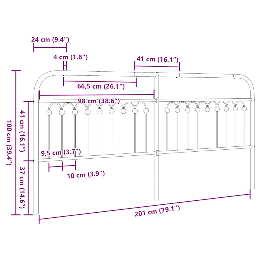 Tête de lit de remplacement métal blanc 200 cm - 6