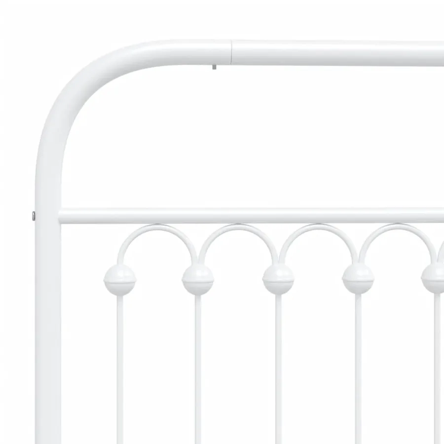 Cadre de lit métal sans matelas et pied de lit blanc 137x190 cm - 7