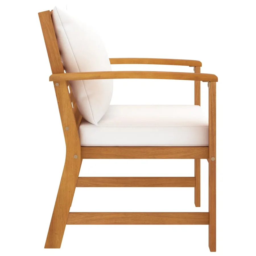 Garden chairs set of 2 and cream cushion Solid acacia wood - 3