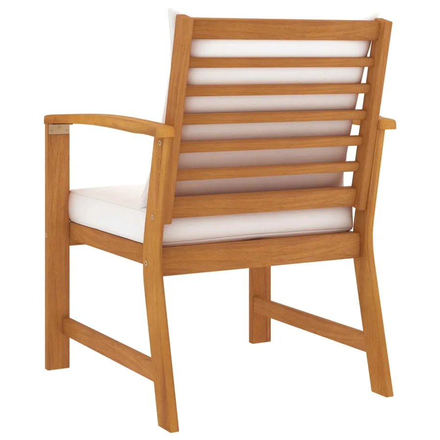 Chaises de jardin lot de 2 et coussin crème Bois acacia massif - 4