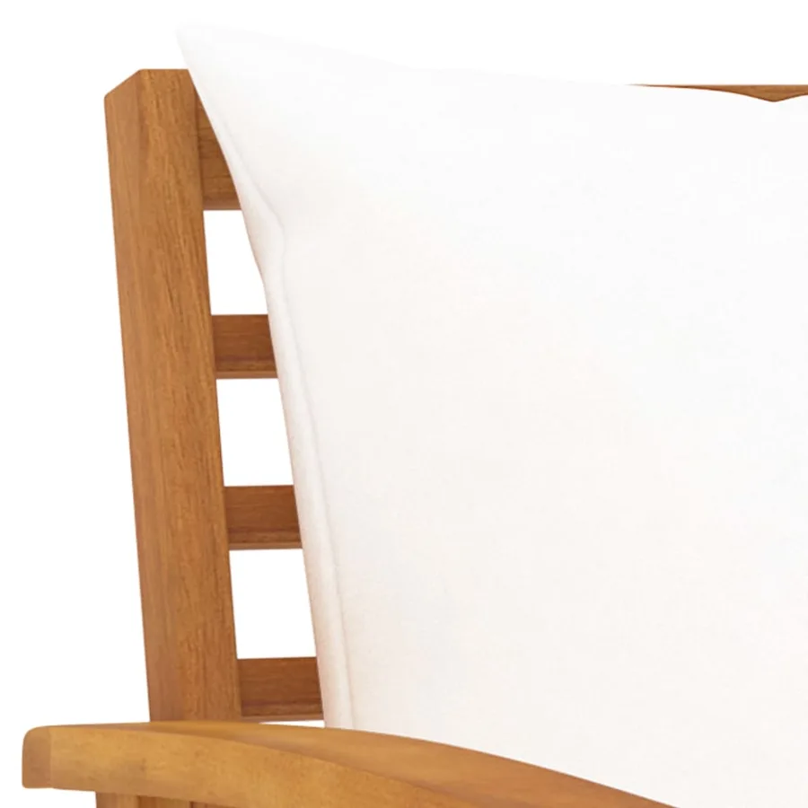 Chaises de jardin lot de 2 et coussin crème Bois acacia massif - 5