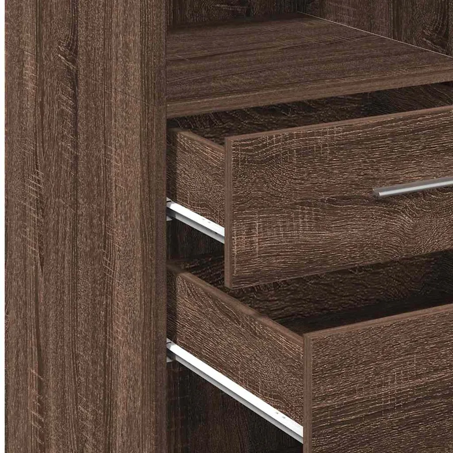 Buffet haut chêne marron 40x42,5x124 cm bois d'ingénierie - 8