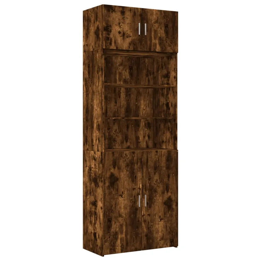 Armoire de rangement chêne fumé 80x42,5x225cm bois d'ingénierie - 2
