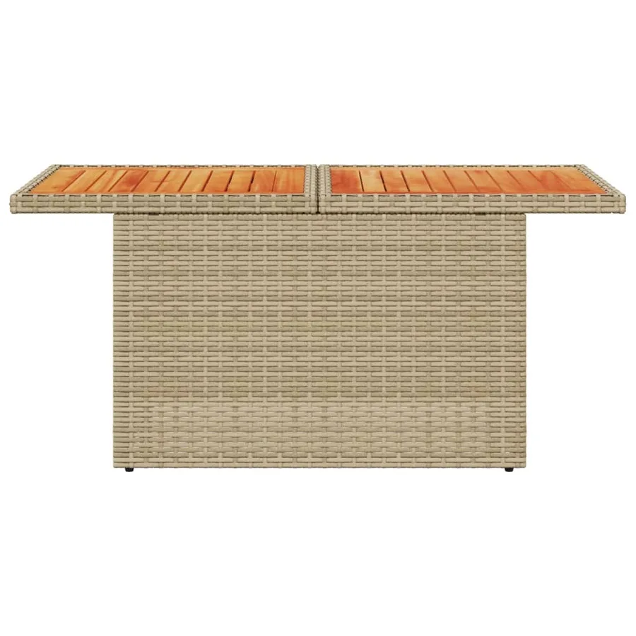Table de jardin beige 100x55x73cm résine tressée et bois acacia - 5