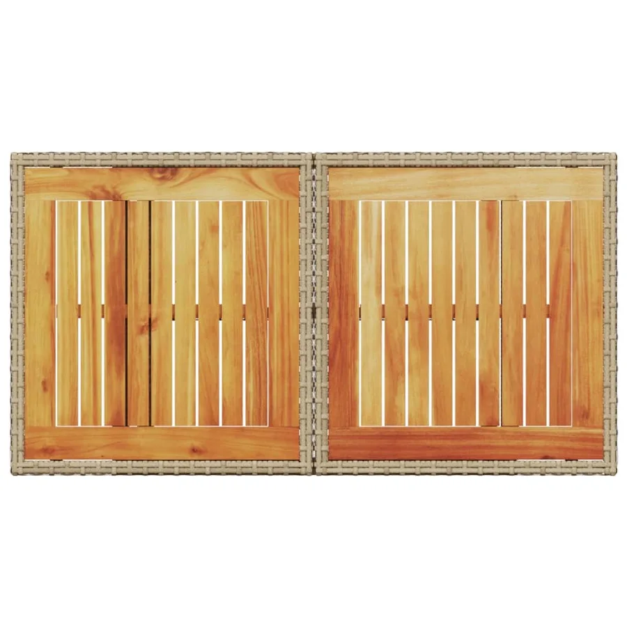 Table de jardin beige 100x55x73cm résine tressée et bois acacia - 7