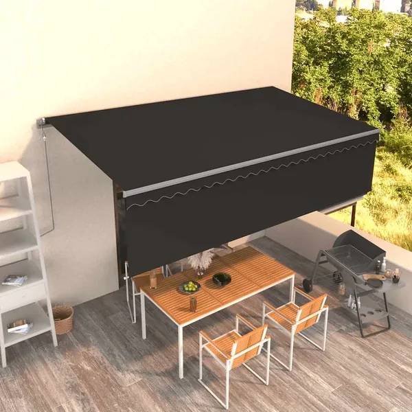 Auvent rétractable automatique avec store 5x3 m Anthracite