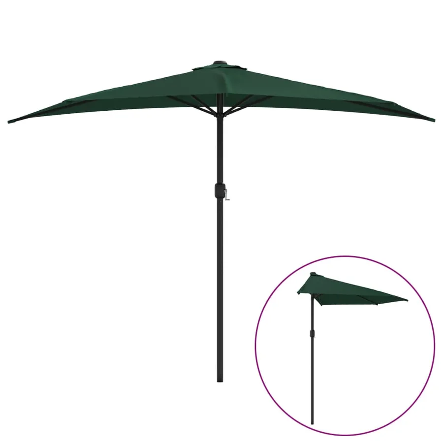 Parasol de balcon avec mât en aluminium Vert 300x155 cm Demi - 2