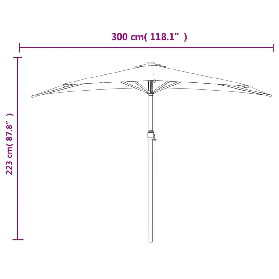 Parasol de balcon avec mât en aluminium Vert 300x155 cm Demi - 9