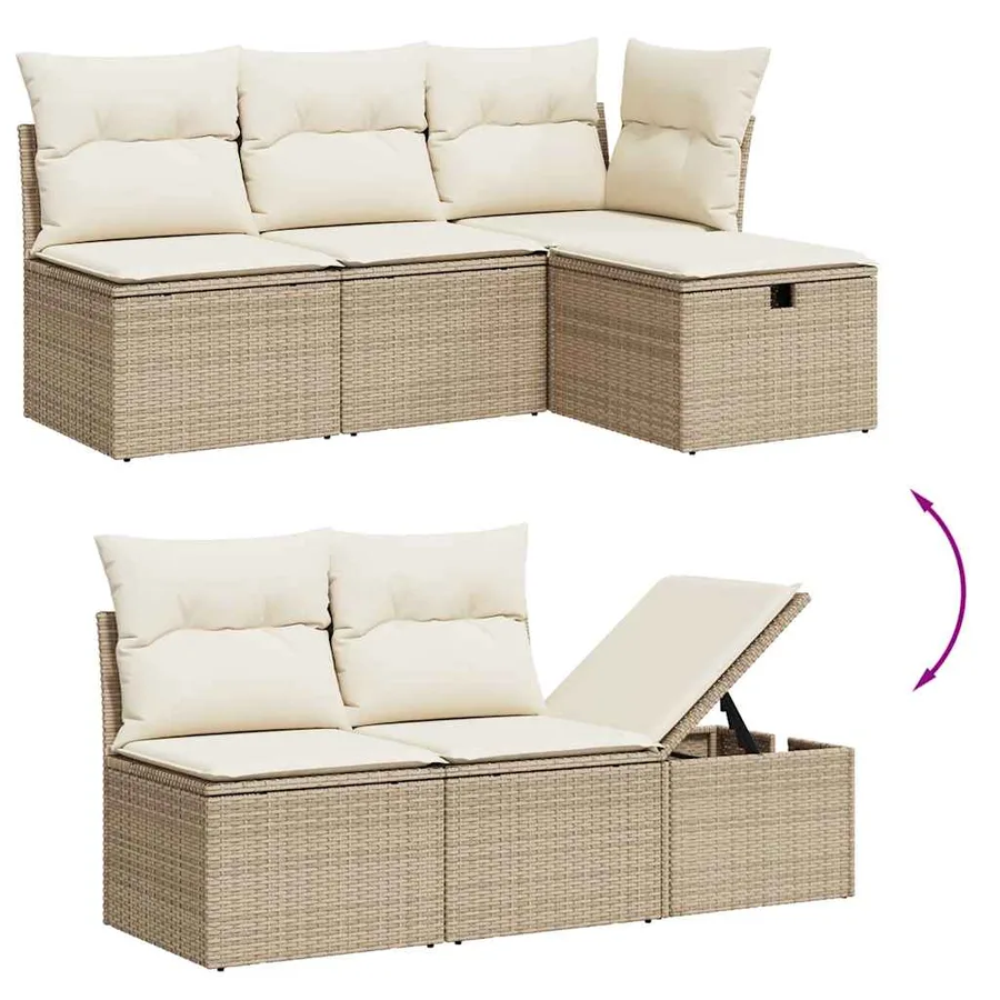 Salon de jardin avec coussins 8 pcs beige résine tressée - 3