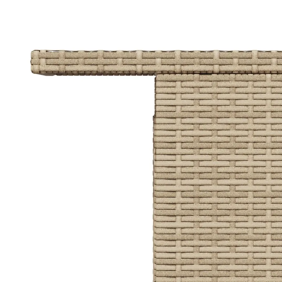 Table de jardin dessus en verre beige 100x55x73 cm poly rotin - 11