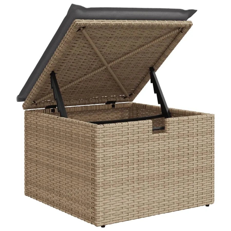 Salon de jardin avec coussins 6 pcs beige résine tressée - 8