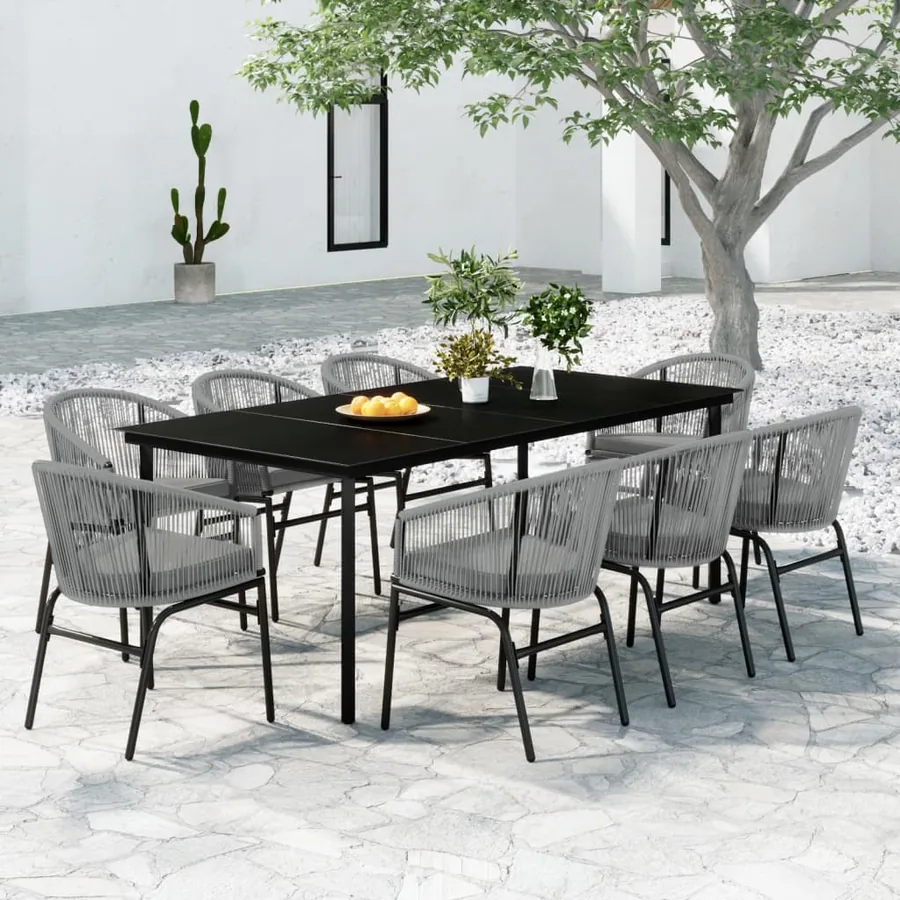 Ensemble à manger de jardin 9 pcs Gris