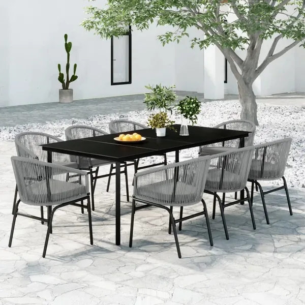 Ensemble à manger de jardin 9 pcs Gris