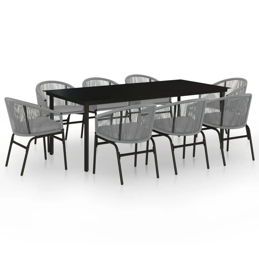 Ensemble à manger de jardin 9 pcs Gris - 2