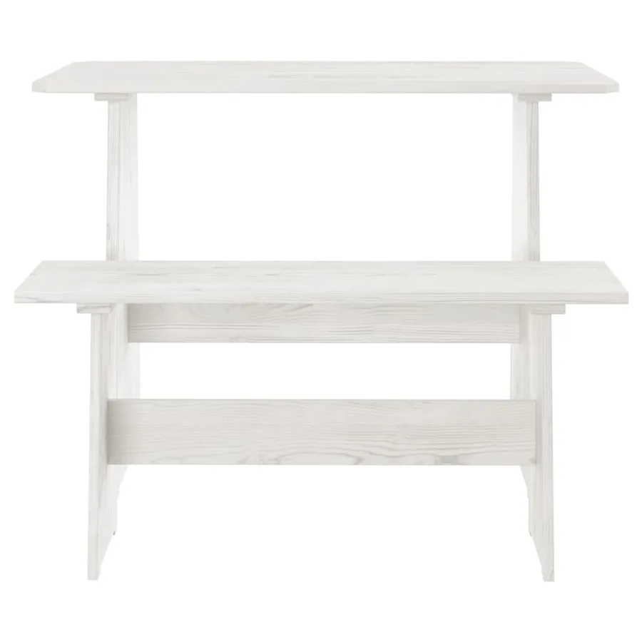 Table à manger avec banc REINE blanc bois de pin solide - 2