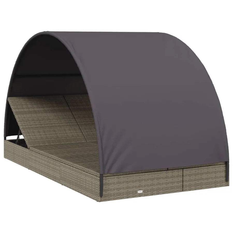 Transat 2 places avec toit rond noir 211x112x140 cm - 15