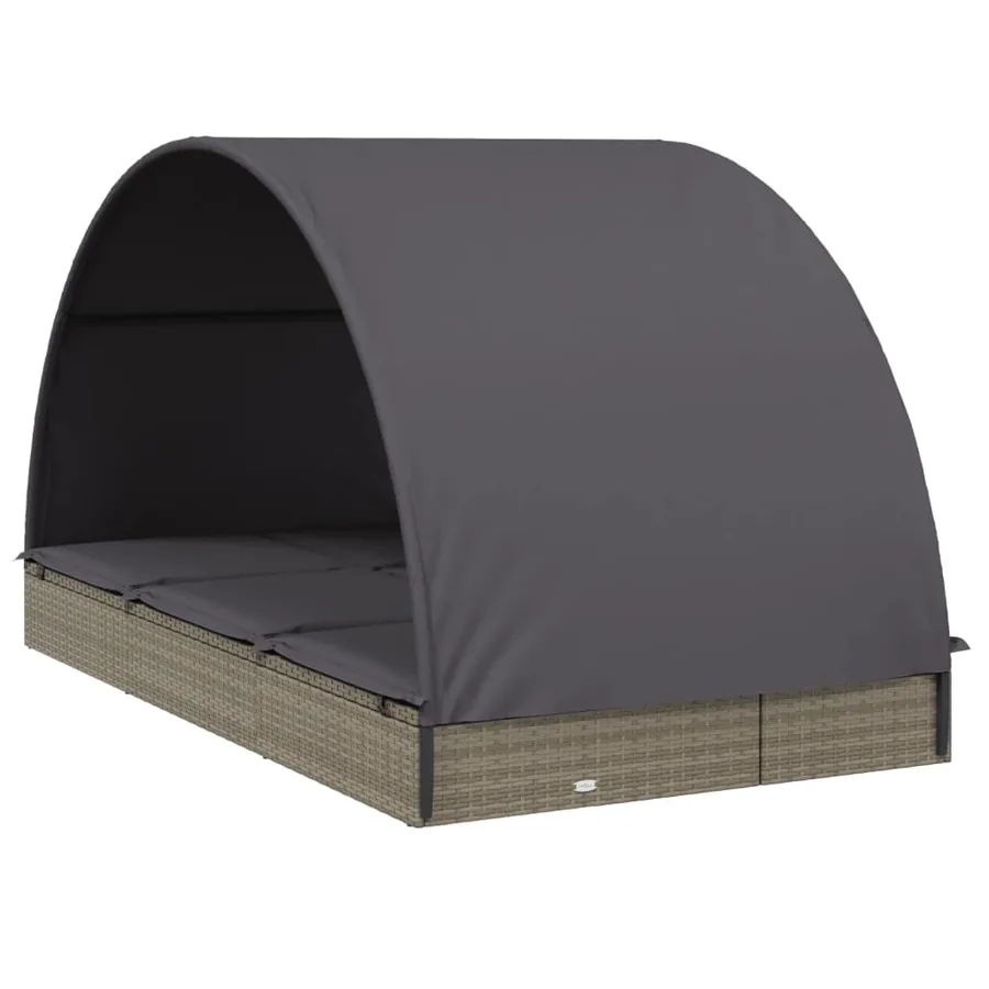 Transat 2 places avec toit rond noir 211x112x140 cm - 16
