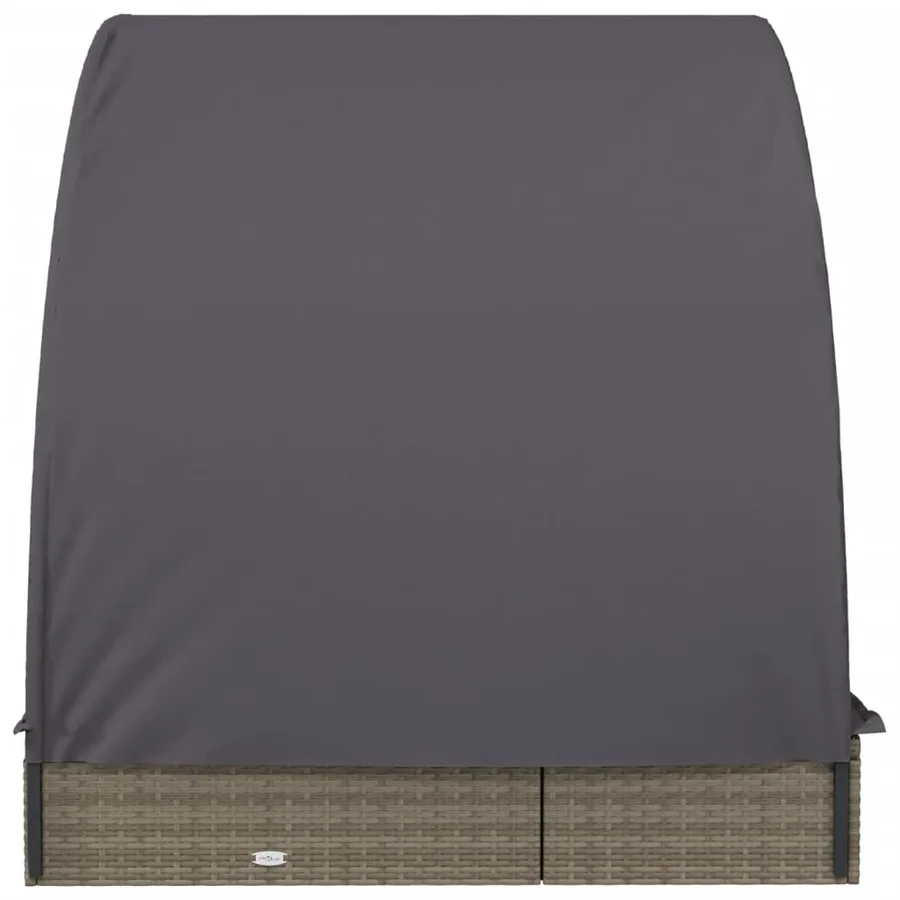 Transat 2 places avec toit rond noir 211x112x140 cm - 18