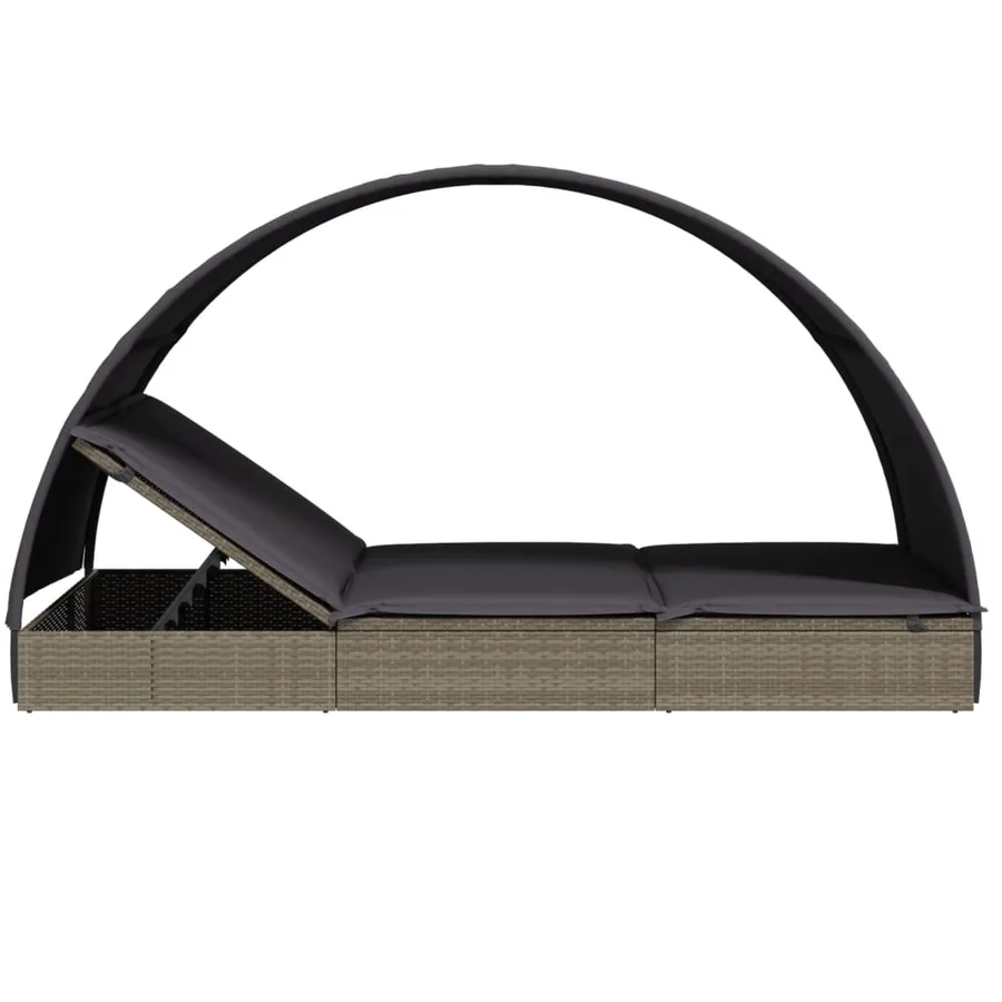 Transat 2 places avec toit rond noir 211x112x140 cm - 19