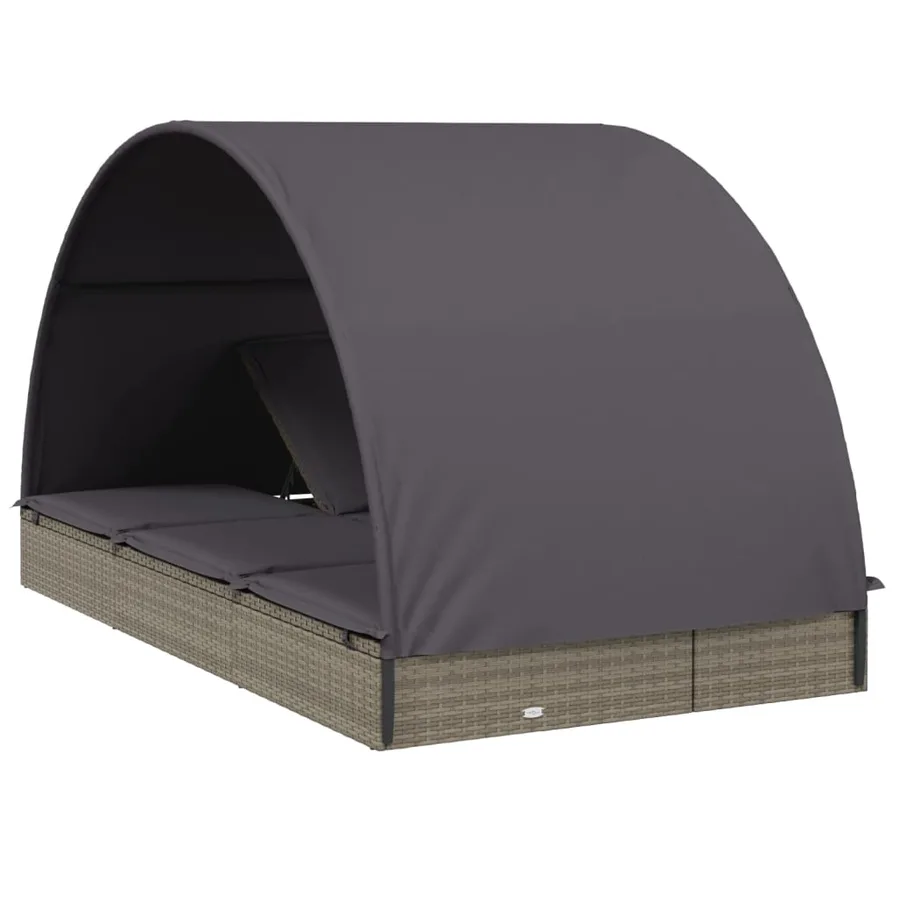 Transat 2 places avec toit rond noir 211x112x140 cm - 20