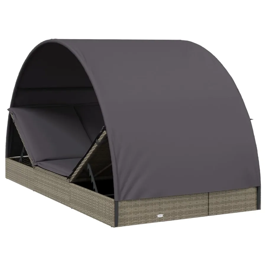 Transat 2 places avec toit rond noir 211x112x140 cm - 21